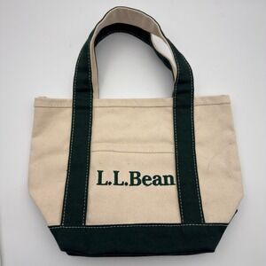Vintage LL Bean Boat and Tote Mini Canvas Bag Spell Out Embroidered Logo Green